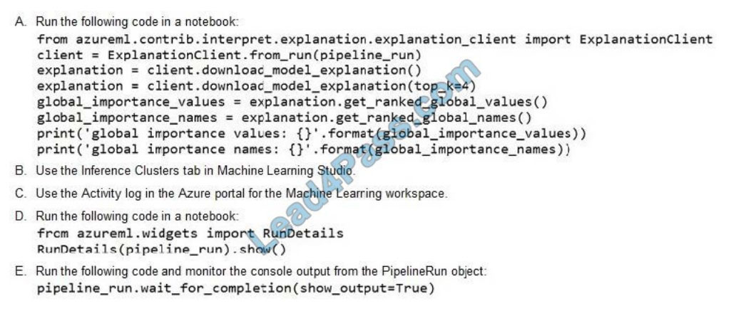 leads4pass dp-100 practice test q10